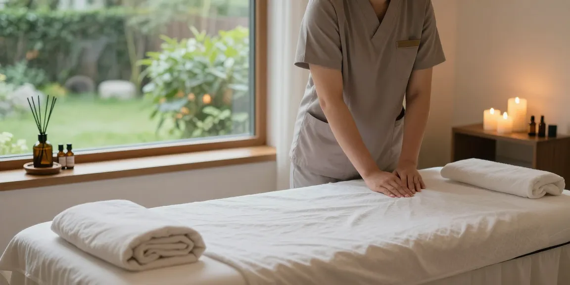 Relaxing massage therapy environment for 부천출장안마 services with essential oils and calming decor.